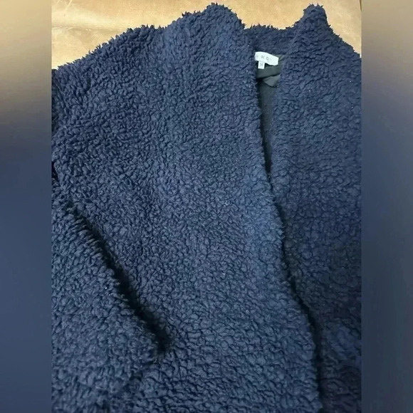 Iro Faux Shearling Piacie Jacket Oversized Navy Snap Front Heavy Pockets Size 34 - Picture 3 of 12